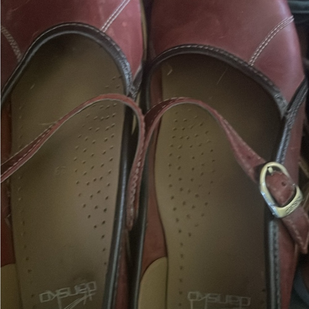 Dansko Red Mules with Buckle